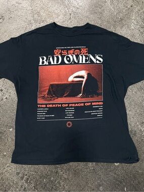 Bad Omens 'The Death of Peace of Mind' Black Band Tour Graphic Tee Men’s XXL